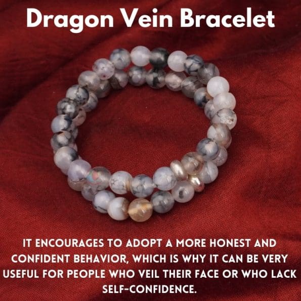 Dragon Vein Bracelet 8mm, Dragon Vein Bracelet with Ring Charm