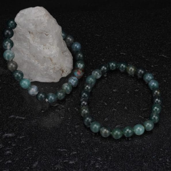 Moss Agate Bracelet 8mm, Moss Agate stone