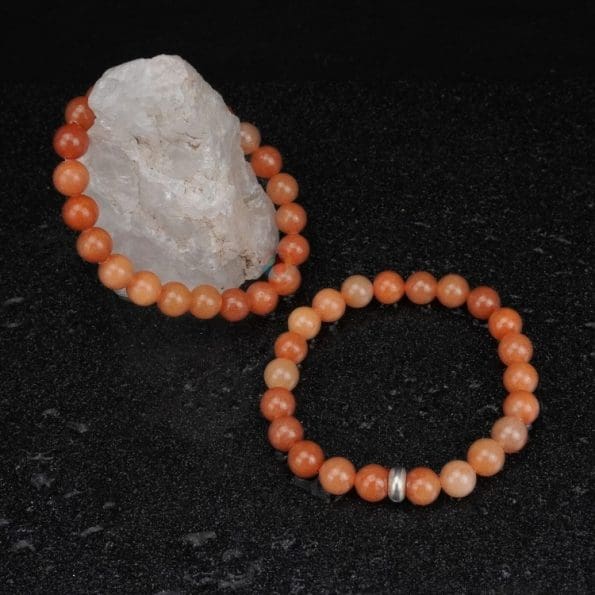 Red Aventurine Bracelet 8mm, Red Aventurine Bracelet with Ring Charm