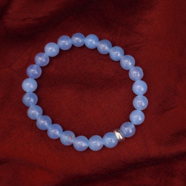 Chalcedony Bracelet 8 mm, Chalcedony Bracelet With Ring