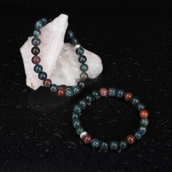 Bloodstone Bracelet 8mm, Bloodstone Bracelet with Ring