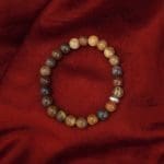 Petrified Wood Bracelet 8mm, Petrified Wood Bracelet with Ring Charm