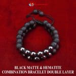 Black Matte & Hematite Combination Bracelet Double Layer 8mm