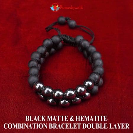 Black Matte & Hematite Combination Bracelet Double Layer 8mm