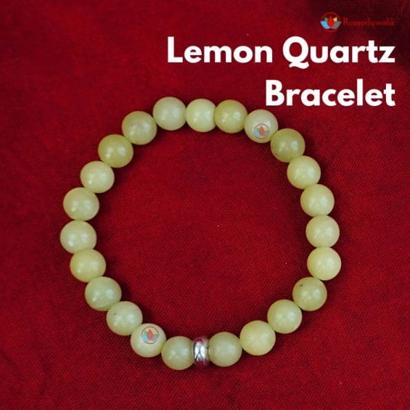 Lemon Quartz Bracelet, Lemon Quartz Bracelet with Ring Charm 8mm