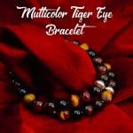 Multicolor Tiger Eye Bracelet 8mm, Multicolor Tiger Eye with Ring Charm