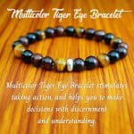 Multicolor Tiger Eye Bracelet 8mm, Multicolor Tiger Eye with Ring Charm