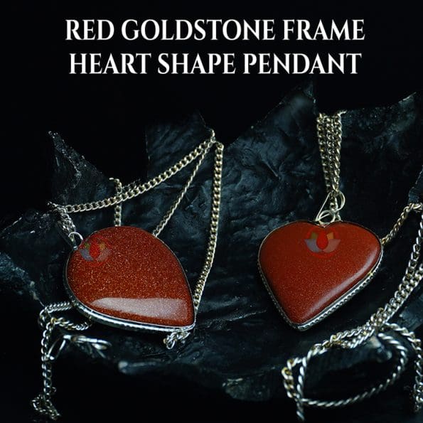 Red Goldstone Frame Heart Shape Pendant