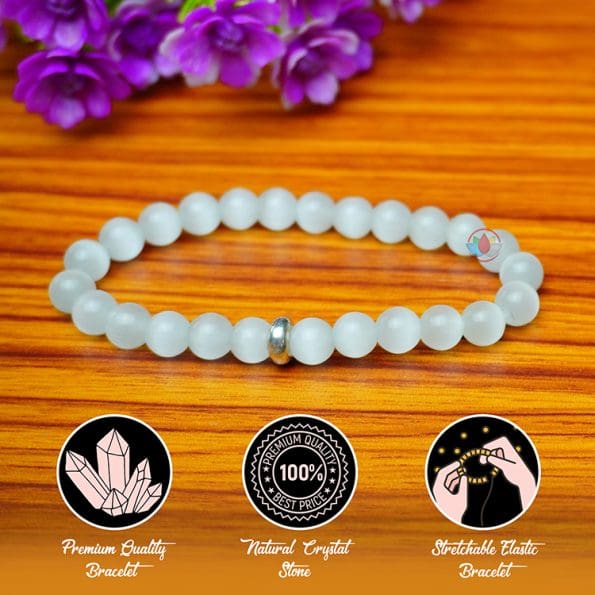 Selenite Bracelet with Ring charm