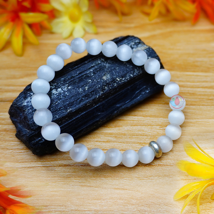 Black Tourmaline and Selenite Bracelet for Healing - Solacely