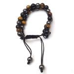 Tiger's Eye, Hematite & Black Obsidian Combination Bracelet Double Layer 8mm