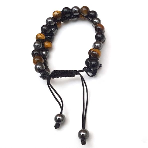 Tiger's Eye, Hematite & Black Obsidian Combination Bracelet Double Layer 8mm