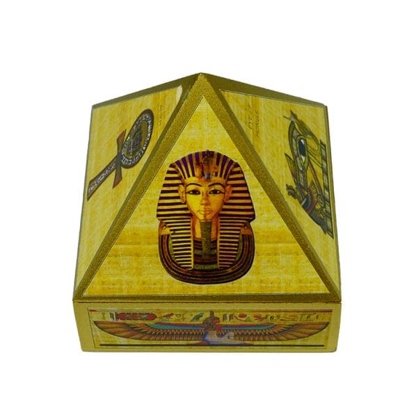 Wooden Pyramid Wish Box Size 4 inch Egyptian Sticker Wish Box