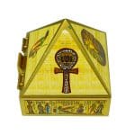 Wooden Pyramid Wish Box Size 4 inch Egyptian Sticker Wish Box