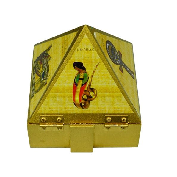 Wooden Pyramid Wish Box Size 4 inch Egyptian Sticker Wish Box