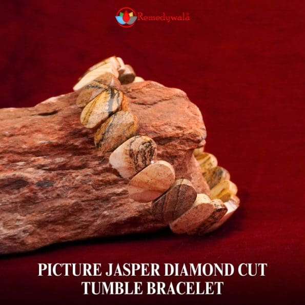 Picture Jasper Diamond Cut Tumble Bracelet