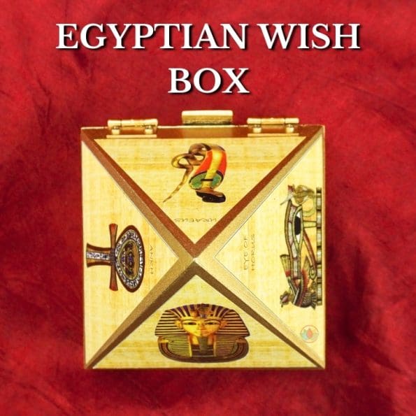 Wooden Pyramid Wish Box Size 4 inch Egyptian Sticker Wish Box