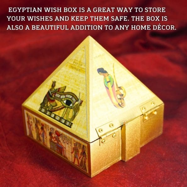 Wooden Pyramid Wish Box Size 4 inch Egyptian Sticker Wish Box