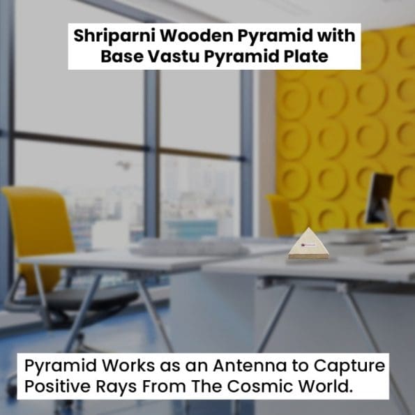 Vastu Shriparni Wooden Pyramid with Base Vastu Pyramid Plate (3 inch)