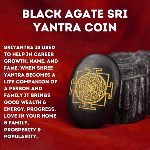 Black Agate Sri Yantra Coin