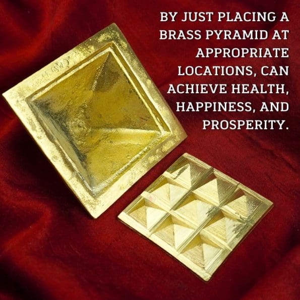 Vastu Brass Pyramid with Base 9 Pyramid Plate Brass Pyramid Set 2.5 Inch