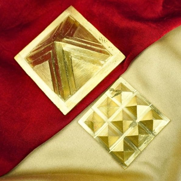 Vastu Brass Pyramid with Base 9 Pyramid Plate Brass Pyramid Set 2.5 Inch