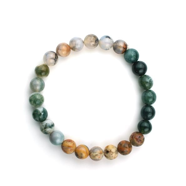 Agate Bracelet -Moss Agate, Tree Agate, Crazy Lace Agate