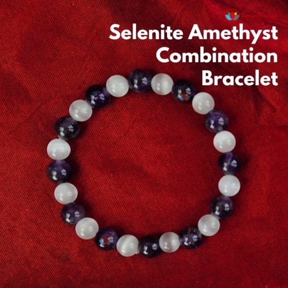 Selenite Amethyst Combination Bracelet 8mm