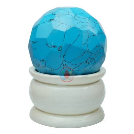 Turquoise Sphere Ball Diamond Cut for Reiki Healing, Meditation.