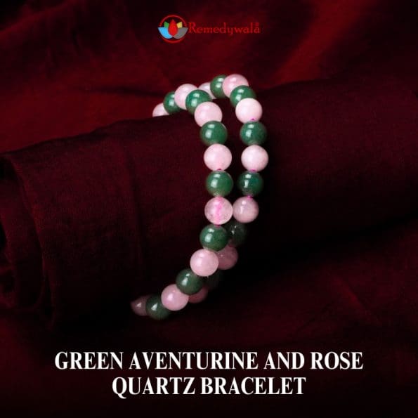 Green Aventurine and Rose Quartz Bracelet Gratitude Bracelet, Emotional Healing Bracelet- Remedywala