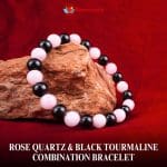 Rose Quartz & Black Tourmaline Combination Bracelet