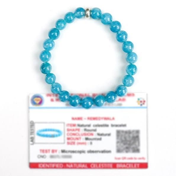 Remedywala Celestite Bracelet 8mm With Ring Charm