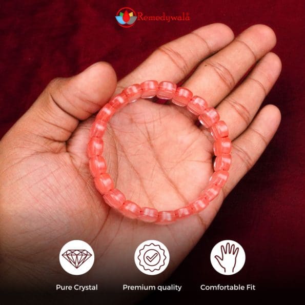 Cherry Quartz Bracelet (Diamond Cut Tumble)