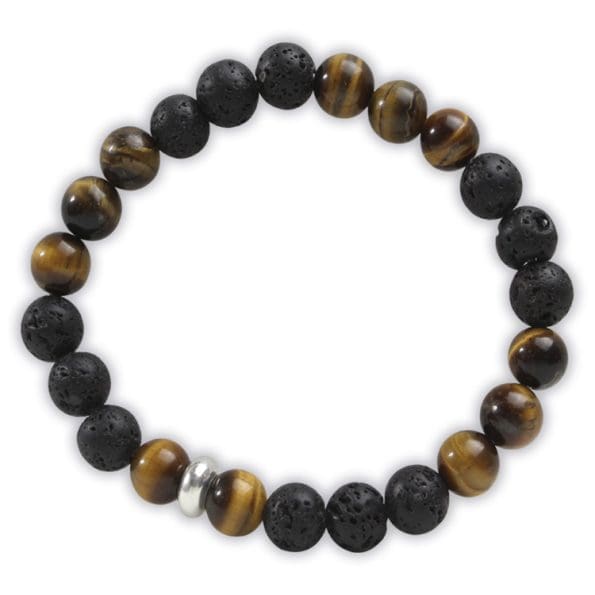 Lava Tiger Eye Combination 8mm Bracelet Volcanic Active Lava Rock