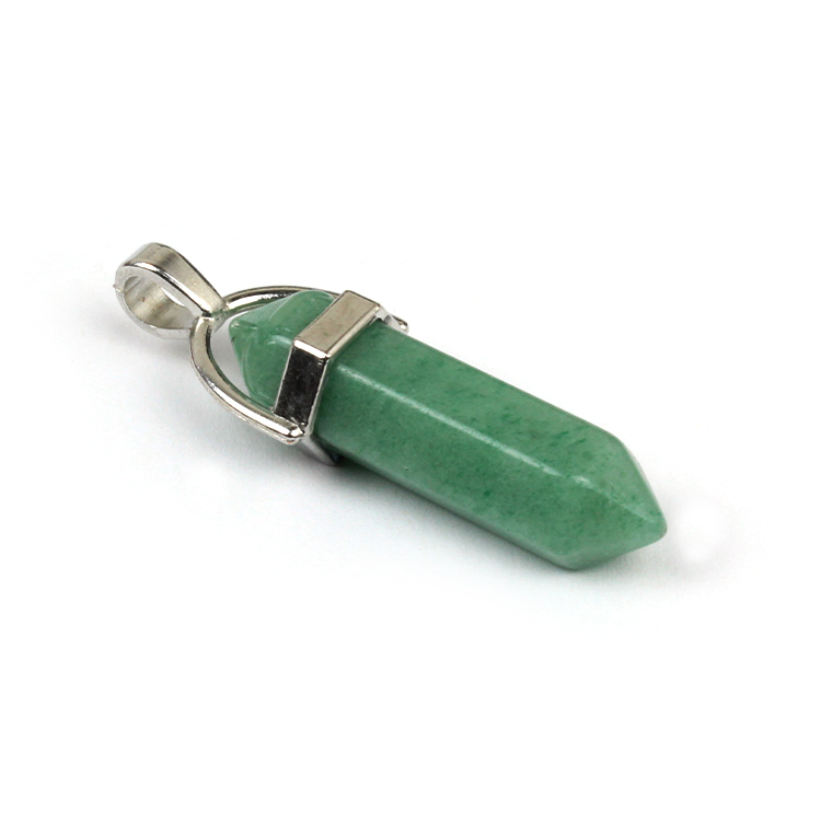 Green Aventurine Crystal DT Point Pendant | Sterling Silver