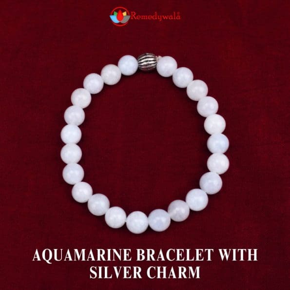 Aquamarine Bracelet With Silver Charm – Remedywala