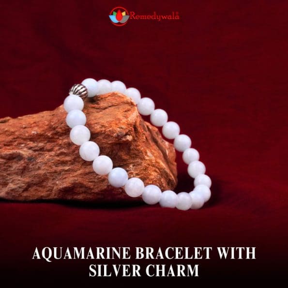 Aquamarine Bracelet With Silver Charm – Remedywala