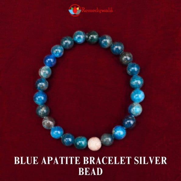 Blue Apatite Bracelet Silver Bead