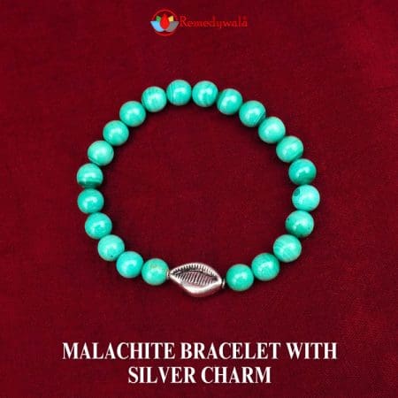 Malachite Bracelet for Communication with Silver Charm