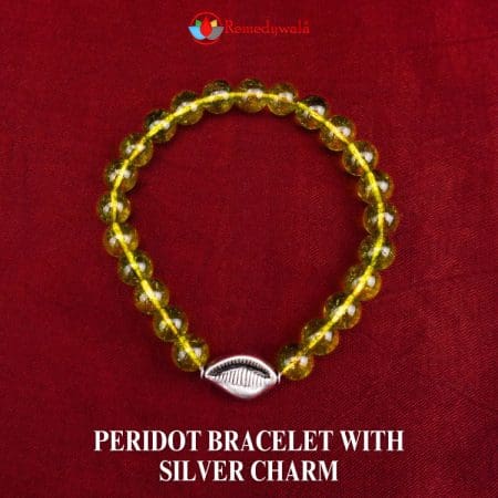 Peridot Bracelet with Silver Charm for Happiness & Success