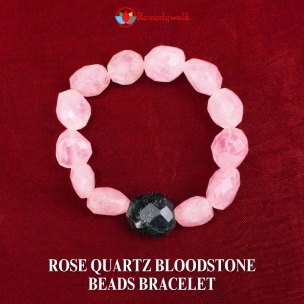 Rose Quartz Bloodstone Beads Bracelet