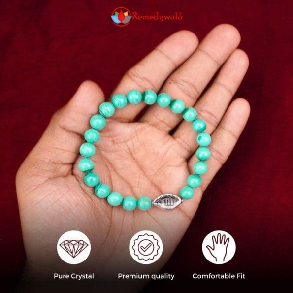 Malachite Bracelet for Communication with Silver Charm