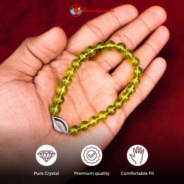 Peridot Bracelet with Silver Charm for Happiness & Success