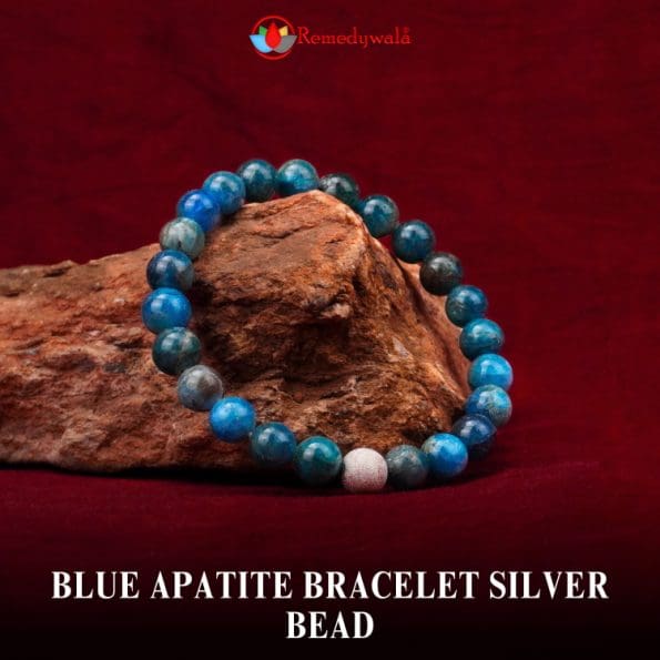 Blue Apatite Bracelet Silver Bead