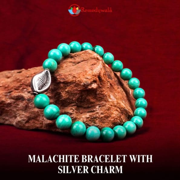 Malachite Bracelet for Communication with Silver Charm