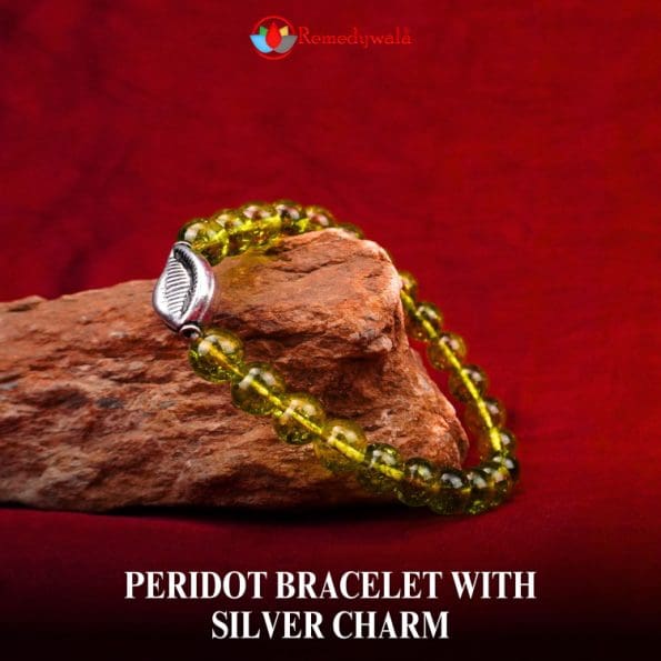 Peridot Bracelet with Silver Charm for Happiness & Success