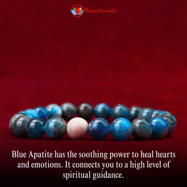 Blue Apatite Bracelet Silver Bead