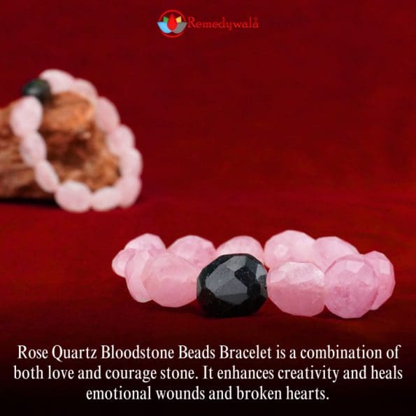 Rose Quartz Bloodstone Beads Bracelet