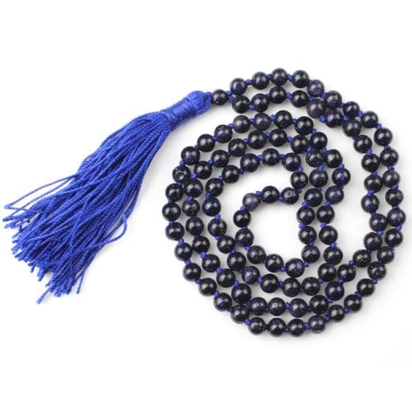 Blue Goldstone Mala With Certificate 6mm Beads Japa Mala