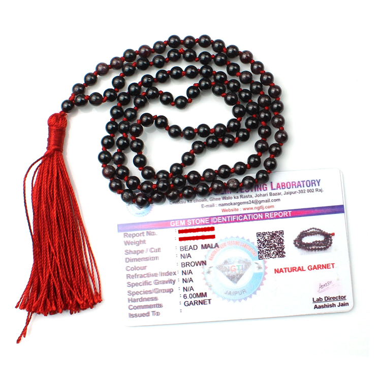 GARNET Mala Beads, Clear Quartz Necklace, 108 Mala Beads Japa Mala